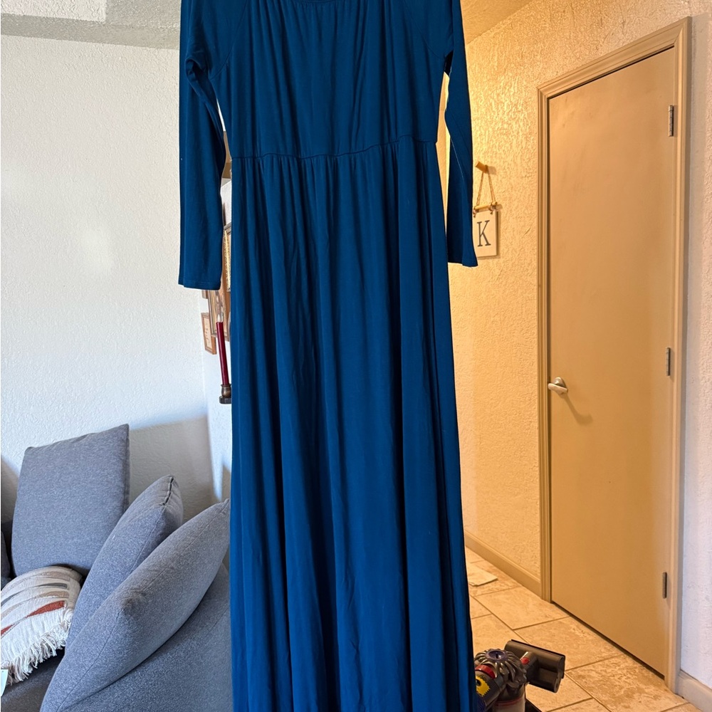 Pinkblush Blue Off the Shoulder Pleated Gown
